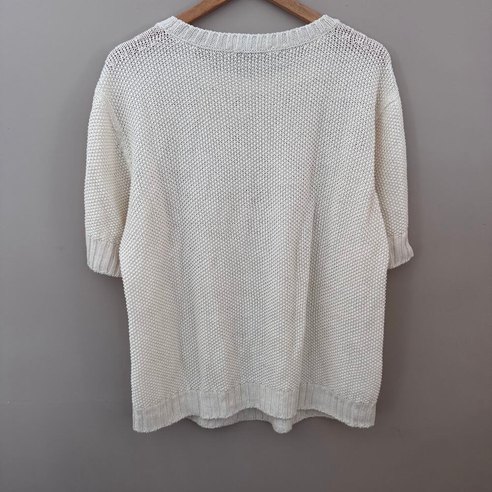 Max Mara Orosei Cable Flax Sweater Short Sleeve Cable Knit Cream $349 - Picture 7 of 7